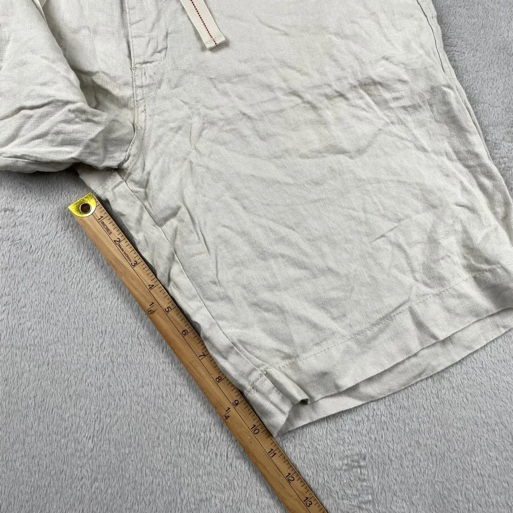 Old Navy Shorts Mens 36 Beige 100% Linen Loose Fit Drawstring Casual Summer 10